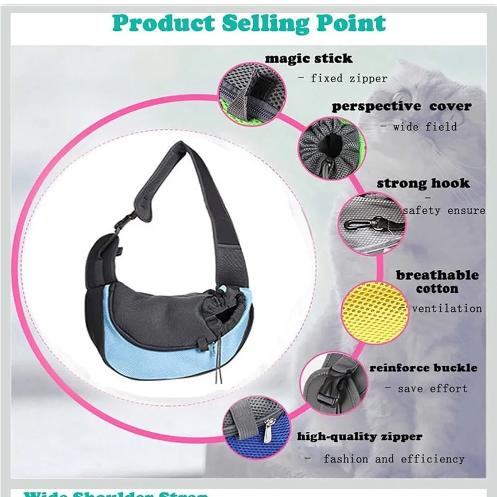 Yudodo Pet Carrier Sling Small Dogs Sky Blue Gray Breathable Mesh Travel Bag NEW
